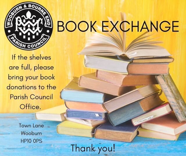 Thank you to all who continue to use our book exchange outside the car park to Wooburn Park - it is still so popular in fact, that books are not fitting on the shelves and are being left on the floor/in the doorway! 

While this is a fantastic testament to the initiative, we are asking please that you don't leave books anywhere but the shelves. If there is no space left, please bring your book donations to the Parish Council Office on Town Lane.