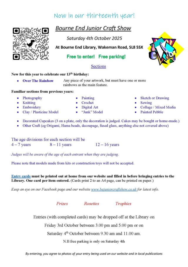 Bourne End Junior Craft Show - Saturday 4th October